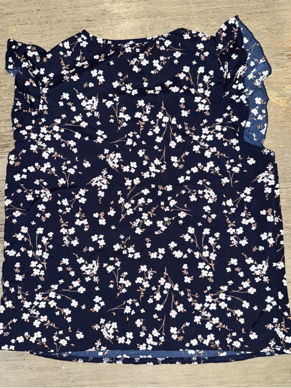 SHEIN Navy Floral Button-Front Blouse
